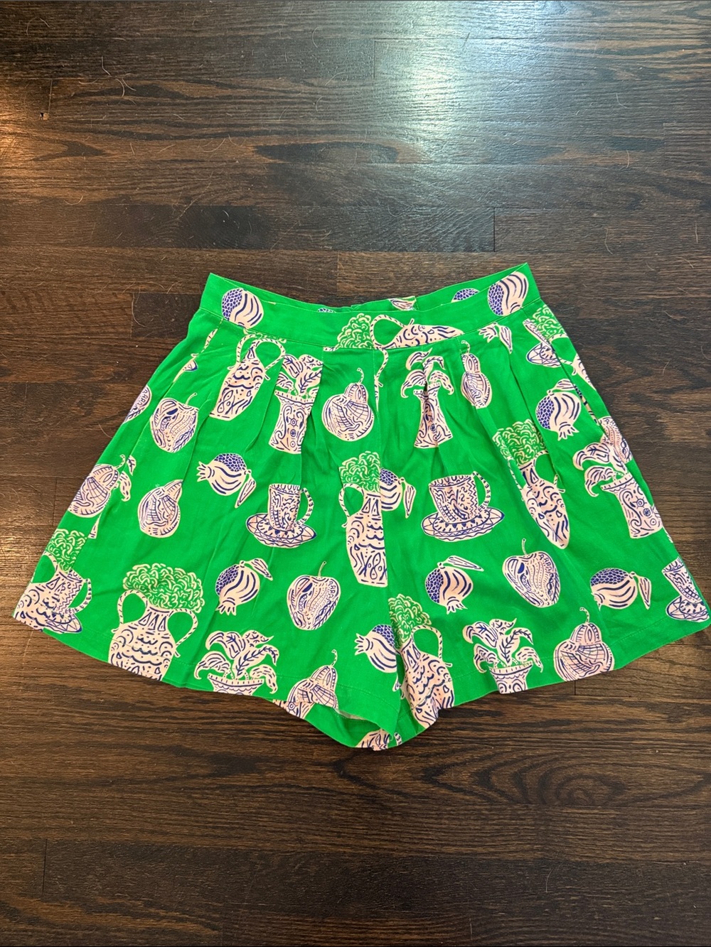 Corey Lynn Calter Bright Green Printed High-Waist Women’s Shorts